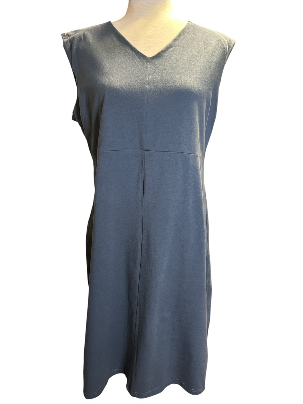 FIG Voyage V Neck Cotton Stretch Midi Shift Travel Minimalist Athleisure XL